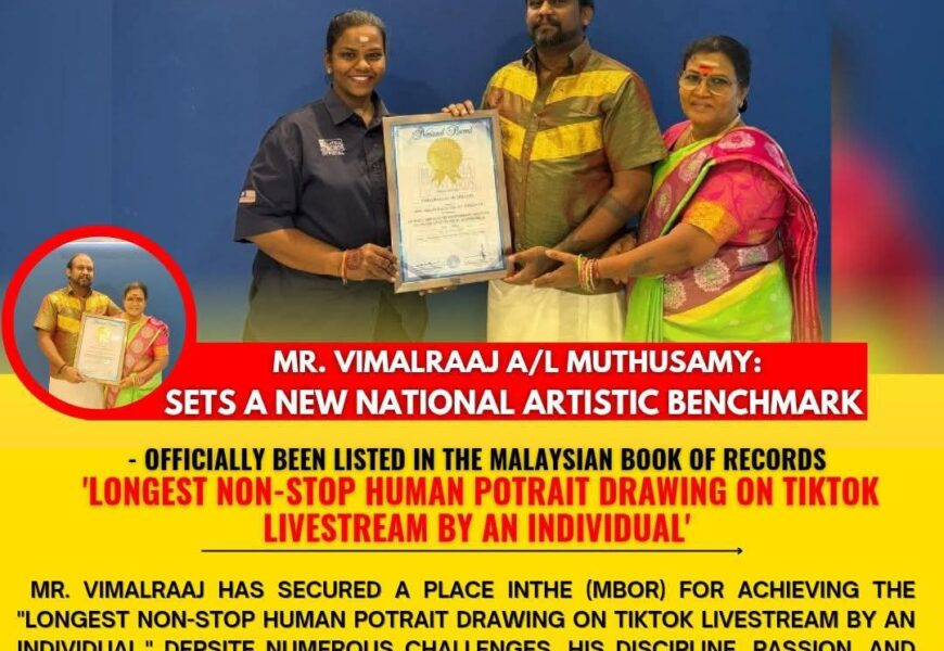 மலேசியாவின் இளம் கலைஞர் விபரீத சாதனை — டிக்‌டாக் நேரலை மனிதப் பட உருவாக்கத்தில் ‘மலேசியா புத்தக சாதனை’ பதிவில் பெயர்