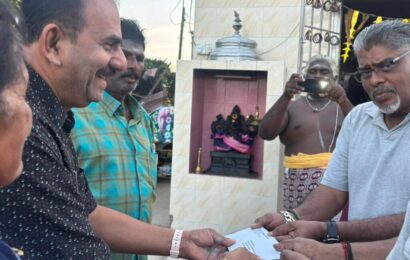 இயற்கை பேரிடரால் பாதிக்கப்பட்ட ஆலயத்திற்கு மலேசிய இந்து சங்கம் பட்டர்வொர்த் பேரவையின் நிதியுதவி