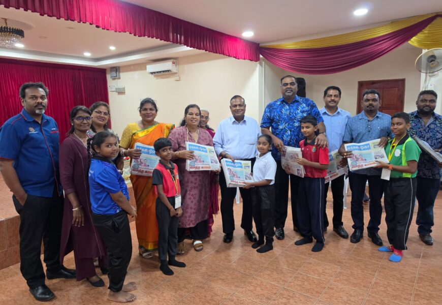 ஐக்கோம் தமிழ்ப்பள்ளி மாணவர்களிடம் வாசிப்பு ஆர்வத்தை வளர்க்க 50 மக்கள் ஓசை நாளிதழ்கள் இலவசமாக வழங்கப்பட்டன